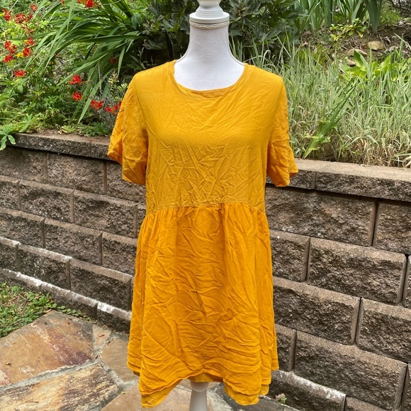 Lacausa Cassie Dress Anthropologie “tar” Gold Yellow Babydoll Layered Small S - Picture 2 of 12